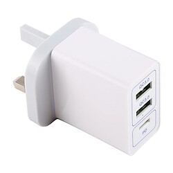 Wewoo Chargeur 3A sortie max. USB-PD + Double port USB QC3.0 rapide de voyage, prise anglaise