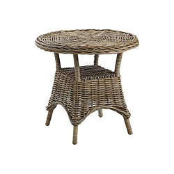 Aubry Gaspard Table d'appoint ronde en poelet gris Bekasi. Table d'appoint ronde en poelet gris Bekasi