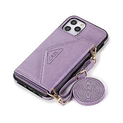 Universal Case de téléphone YH-Mobile adaptée à l'iPhone avec carte insérée, mesdames Diagonal Mobile Phone Holster avec longe (violet léger)