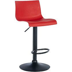 Decoshop26 Tabouret de bar x1 design simple avec repose-pieds en plastique rouge pieds en métal noir 10_0004552