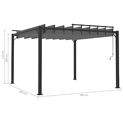 Maison Chic Tonnelle | Pergola avec toit à persienne 3x3 m Anthracite Tissu aluminium -GKD45310 pas cher