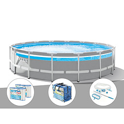 Kit piscine tubulaire Intex Prism Frame Clearview ronde 4,88 x 1,22 m + Bâche à bulles + 6 cartouches de filtration + Kit d'entretien