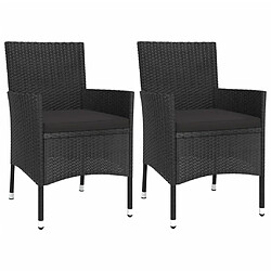 Avis Maison Chic Ensemble de bistro 3 pcs coussins,Table + chaises + coussins de jardin noir poly rotin -GKD532754