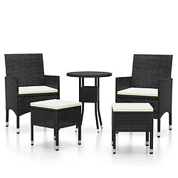 Maison Chic Salon de jardin 5 pcs | Ensemble de Table et chaises | Mobilier d'Extérieur Résine tressée Noir -GKD80578