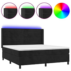 vidaXL Sommier à lattes de lit matelas et LED Noir 160x200 cm Velours