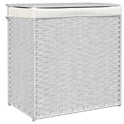 vidaXL Panier à linge avec 2 sections blanc 53x35x57 cm résine tressée