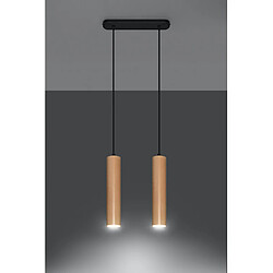 Avis Luminaire Center Suspension Lino Bois Bois naturel 2 ampoules 90cm