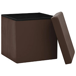 Acheter vidaXL Tabourets de rangement pliables lot de 2 marron PVC