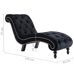 vidaXL Chaise longue Noir Velours pas cher