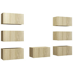 vidaXL Meubles TV 7 pcs Chêne sonoma 30,5x30x60 cm Bois d'ingénierie