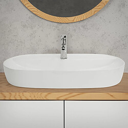 Acheter ML-Design Lavabo en Céramique Blanc Brillant 80 x 40 x 12 cm, Ovale, Vasque à Poser sur Table de Toilette, Lave-Mains pour la Salle de Bains / WC Invités, Design Minimaliste Moderne