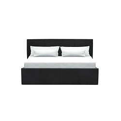 Lit adulte 140 x 190 cm + coffre de rangement - Simili noir - Sommier inclus - MARTIN