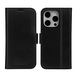 DBRAMANTE1928 Étui Folio pour iPhone 15 Pro en Cuir Copenhagen avec Porte-Cartes Noir