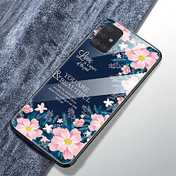 Coque en TPU verre de surface d'impression fleurs roses pour votre Samsung Galaxy A51