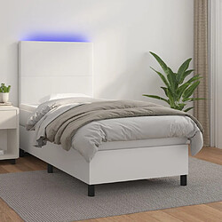 vidaXL Sommier à lattes de lit avec matelas et LED Blanc 80x200 cm