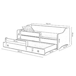 Kobi Lit enfant Kris blanc + gigogne 160x80cm - avec matelas