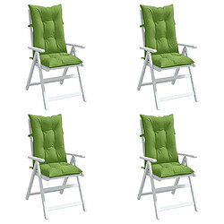 vidaXL Coussins de chaise à dossier haut lot de 4 vert mélangé tissu