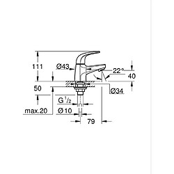 Robinet lave-mains monofluide XS - GROHE Start Curve - Chromé - Economie d'eau