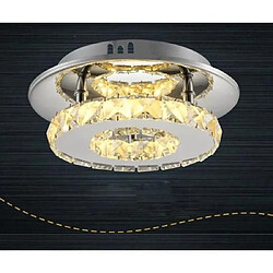 Acheter Stoex Plafonnier en Cristal 20CM Rond Miroir Acier Inoxydable Blanc Chaud Moderne LED Luminaire Lustre Eclairage pour Chambre à Coucher, Couloir, Salon