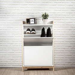 The Home Deco Factory Meuble à chaussures scandinave Copenhague - L. 63 x H. 98 cm - Blanc pas cher