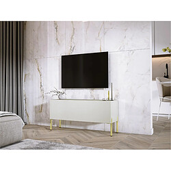 3XELIVING Meuble TV en couleur Cachemire avec pieds droits en or, D: l : 100 cm, H : 52 cm, P : 32 cm