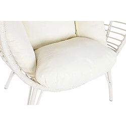 Acheter Pegane Fauteuil de jardin en rotin synthétique et métal avec coussins coloris blanc - Longueur 90 x Profondeur 65 x hauteur 151 cm