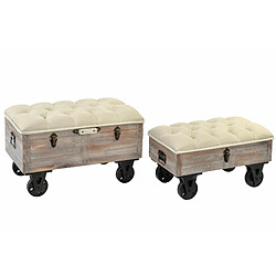 Pegane Set de 2 banquettes en bois de sapin et polyester