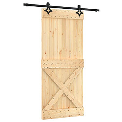 vidaXL Porte coulissante et kit de quincaillerie 90x210 cm pin massif