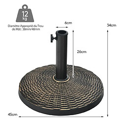 Acheter Helloshop26 Base de parasol ronde en résine de 12 kg support de parasol d'extérieur robuste avec bouton réglable résistante à toutes saisons 20_0007869