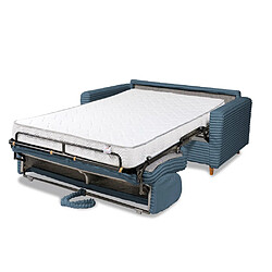 Inside 75 Canapé VIRGOLA convertible express matelas 16 cm sommier métal 120 cm velours ambience bleu pastel pas cher