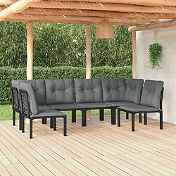 Maison Chic Salon de jardin 6 pcs - Table et chaises d'extérieur - Mobilier/Meubles de jardin Moderne noir et gris résine tressée -MN11053