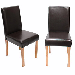 Decoshop26 Lot de 2 chaises de salle à manger cuisine en synthétique marron pieds en bois clair design moderne 04_0001937