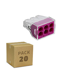 Ledkia Pack 20 Connecteurs Rapides 6 Entrées 0.75-2.5 mm² Lilas