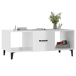 Avis vidaXL Table basse Blanc brillant 102x50x40 cm Bois d'ingénierie