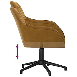 Helloshop26 Chaise fauteuil siège pivotante de bureau informatique étude velours brun 02_0024148 pas cher