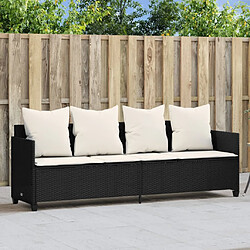 Maison Chic Chaise longue avec coussins, Transats, Bain de Soleil noir résine tressée