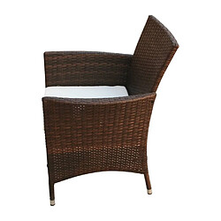 Maison Chic Mobilier à dîner 9 pcs de jardin avec coussins - Ensemble table et chaises d'extérieur - Salon/Mobilier de jardin classique Résine tressée Marron -MN50081 pas cher