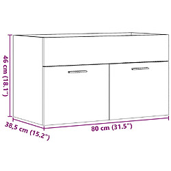 vidaXL Armoire d'évier Gris béton 80x38,5x46 cm Aggloméré pas cher