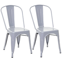 Decoshop26 Lot de 2 chaises de cuisine salle à manger empilable en métal design industriel gris 04_0007410