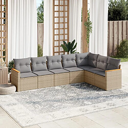 Maison Chic Ensemble à manger d'extérieur 7 pcs avec coussins,Salon de jardin,Mobilier de jardin mélange beige résine tressée -GKD934160