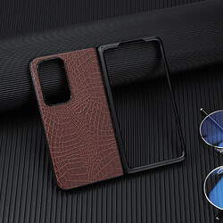 Coque en TPU + PU imperméable, texture croco marron pour votre Oppo Find N