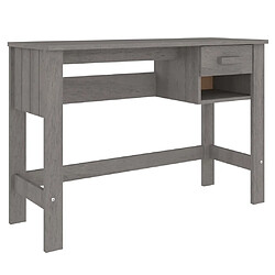 Helloshop26 Bureau table poste de travail meuble d'ordinateur informatique étude HAMAR clair 110 x 40 x 75 cm bois massif de pin gris 02_0023852