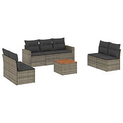 Maison Chic Ensemble Tables et chaises d'extérieur 8 pcs avec coussins,Salon de jardin gris résine tressée -GKD953839