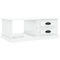 Maison Chic Table basse,Table Console Table d'appoint, Table pour salon Blanc brillant 90x50x35 cm Bois d'ingénierie -MN68993