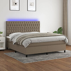 Maison Chic Lit adulte- Lit + matelas,Sommier à lattes de lit et matelas et LED Taupe 180x200cm Tissu -GKD16795