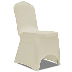 Decoshop26 50 housses de chaise extensibles crème DEC022281