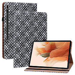 Etui en PU texture tissée multicolore avec support et porte-cartes noir pour votre Samsung Tab S7 Plus SM-T970/S7 FE SM-T730/SM-T736B