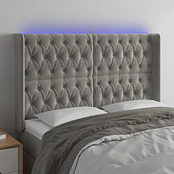 vidaXL Tête de lit à LED Gris clair 147x16x118/128 cm Velours