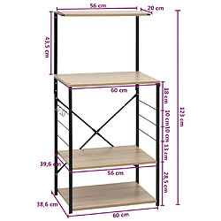 vidaXL Armoire à micro-ondes noir et chêne 60x39,6x123 cm pas cher