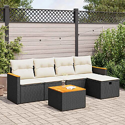 vidaXL Salon de jardin 6 pcs avec coussins noir résine tressée